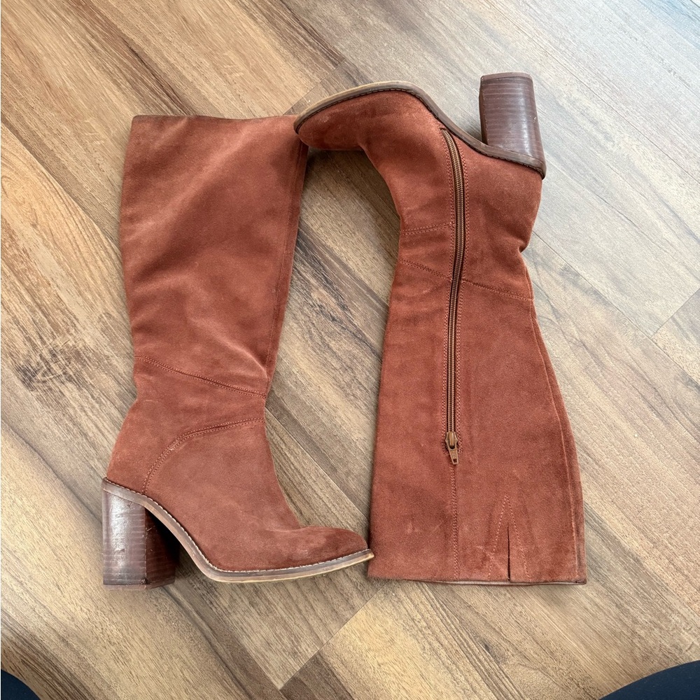 Saks Fifth Avenue Rust Suede Heeled Boots